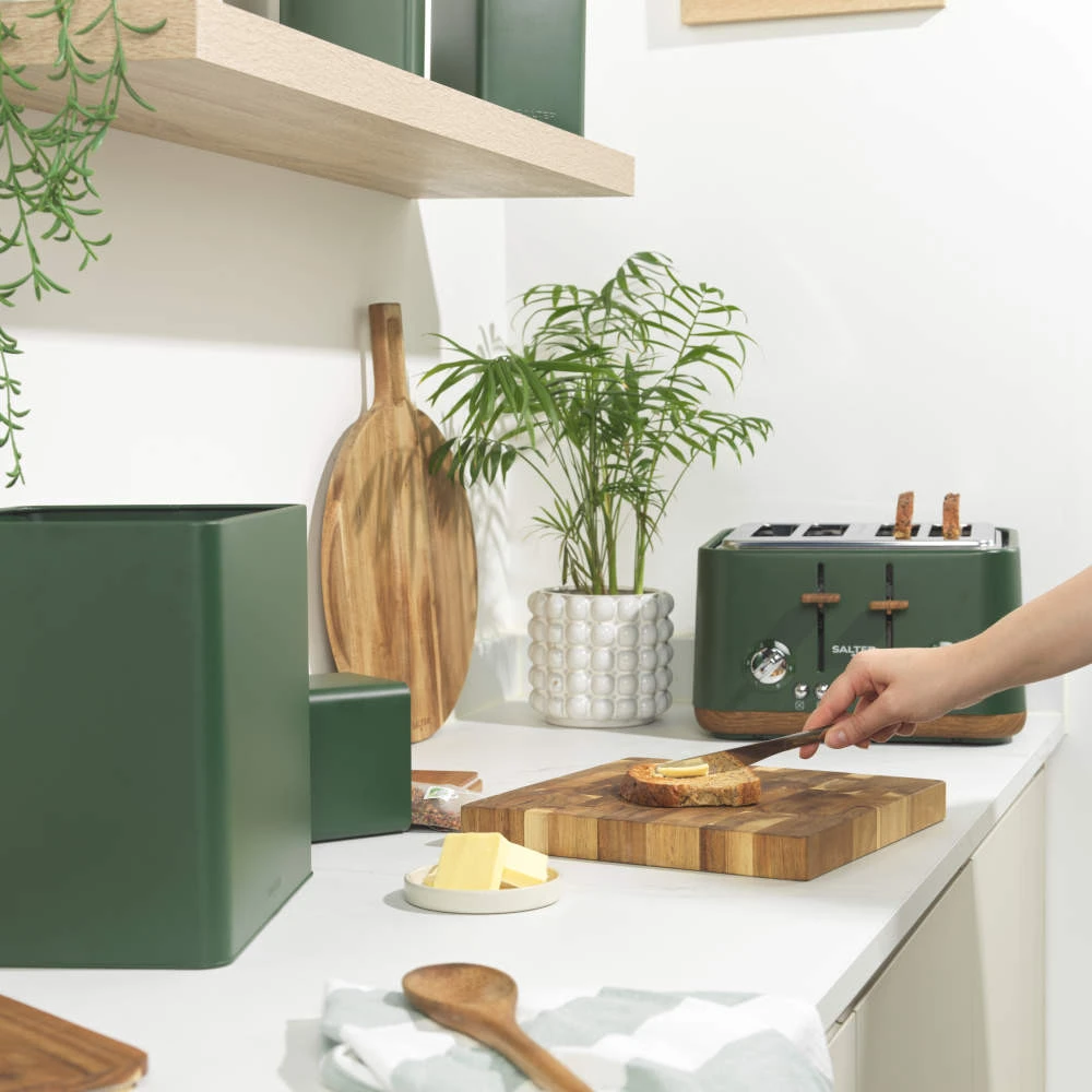 Salter BW12899G Toronto Bread Bin, Žalias/Wooden