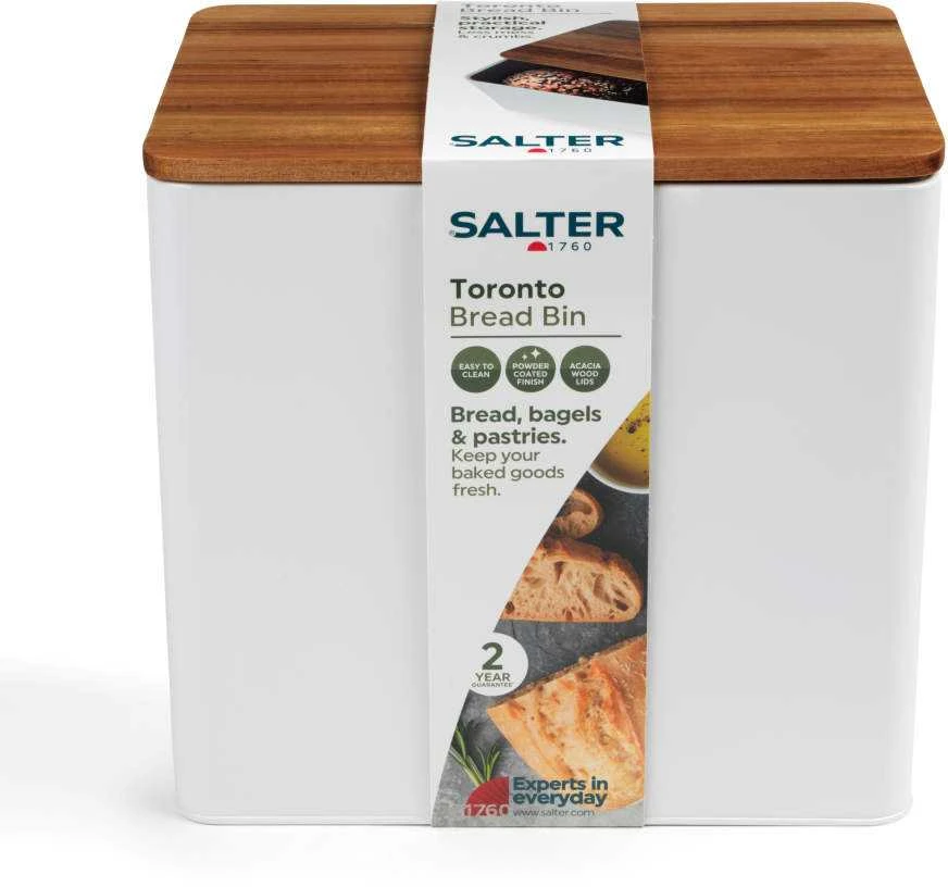 Salter BW128991W Toronto duoninė, balta/medinė