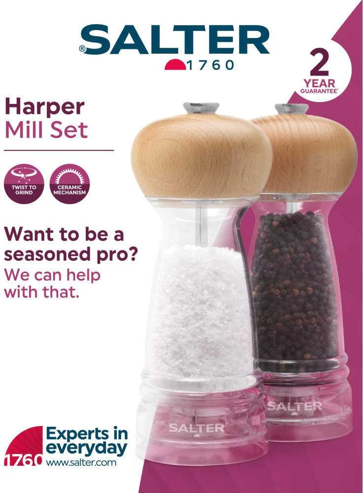 Salter BW12949BEU7 Harper Mill Set Beechwood