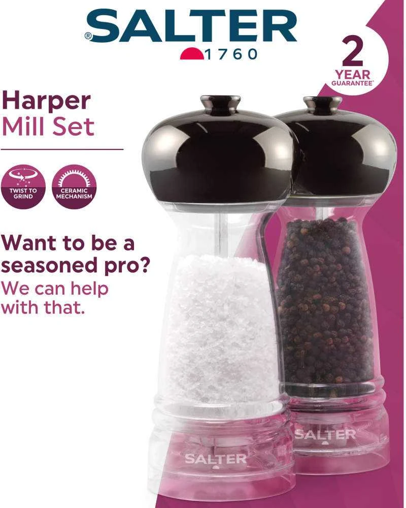 Salter BW12949GEU7 Harper Mill Set Clear/Pilkas