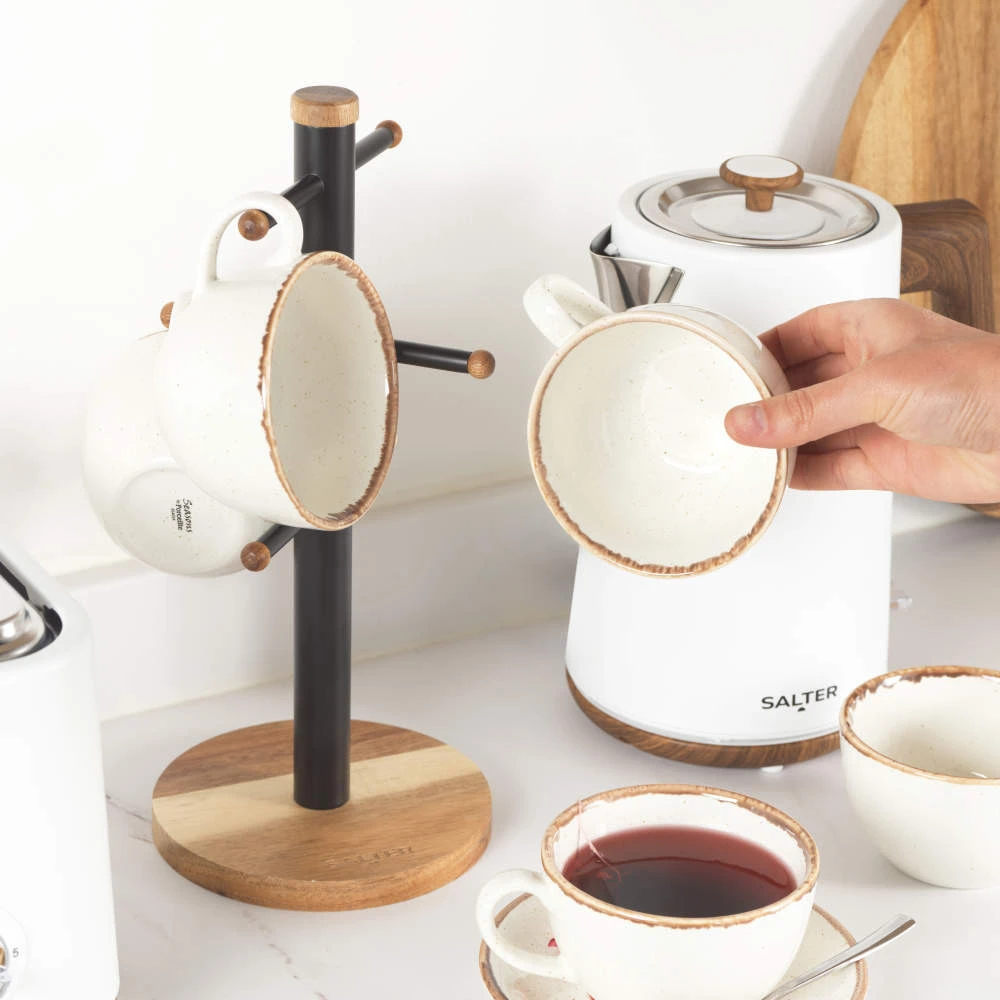Salter BW1356611EU7 Toronto Mug Tree, Wood/Juodas