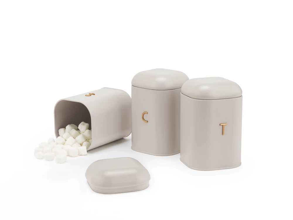 Salter BW13729OEU7 Pebble 3 Piece Canister Set Stone, rusvai gelsvas