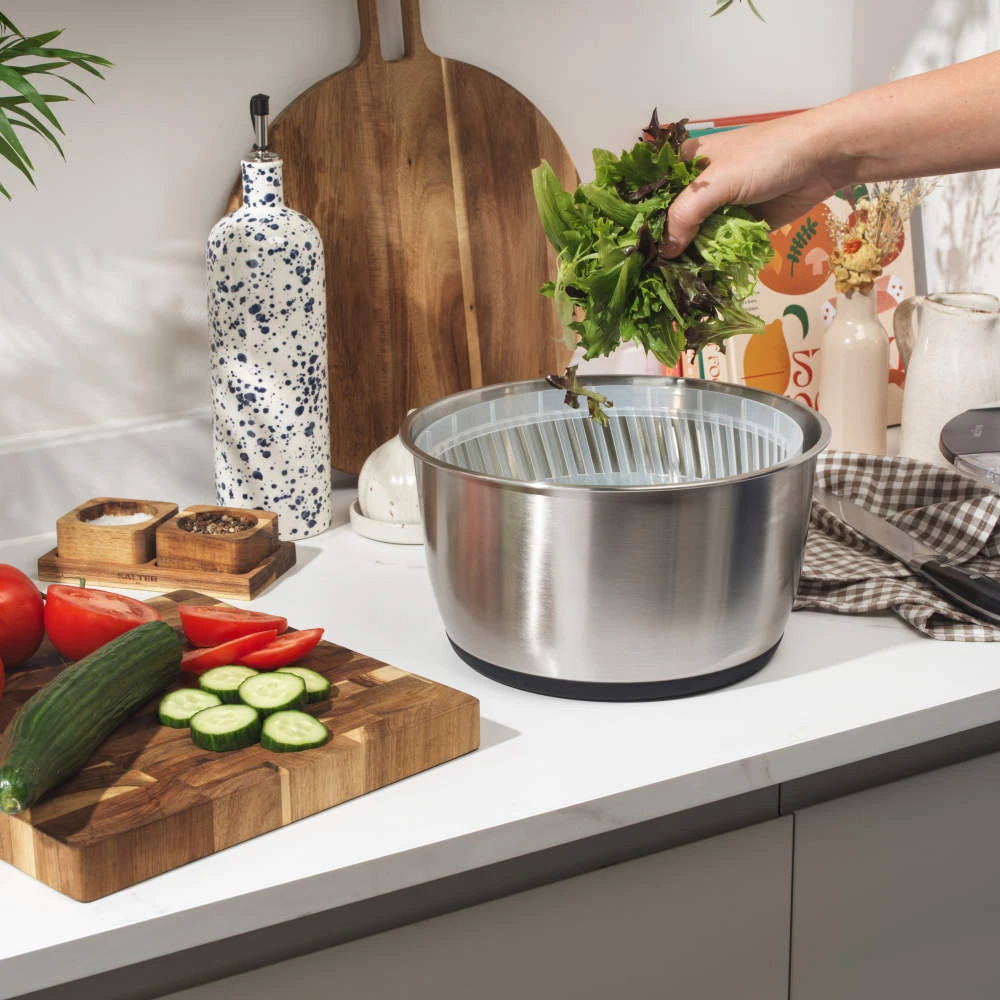 Salter BW14097 Salad Spinner 6L, Sidabrinis