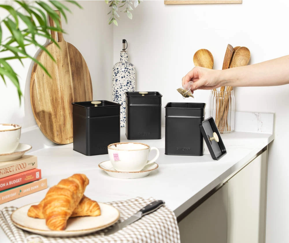 Salter BW14370 Alchemy 3-Piece Canister Set, Juodas
