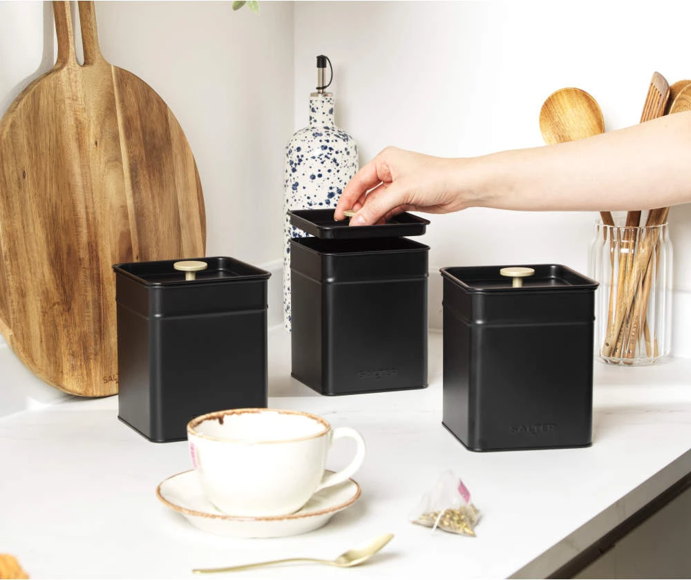 Salter BW14370 Alchemy 3-Piece Canister Set, Juodas