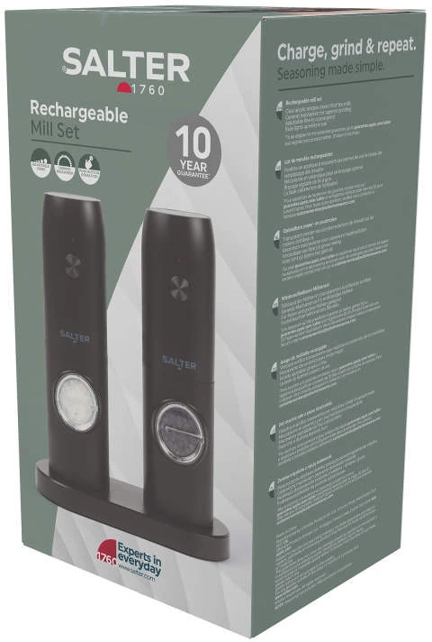 Salter BW14373 Rechargeable Mill Set, Juodas