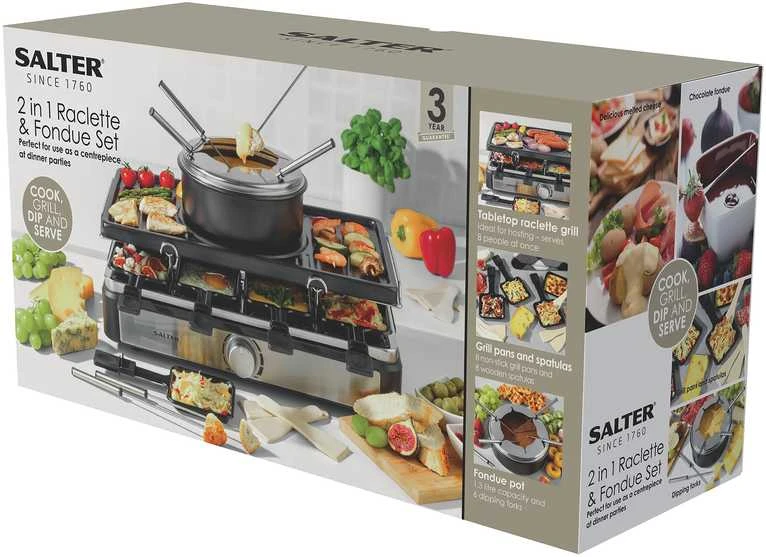 Salter EK4513VDE 2 in 1 Raclette & Fondue Set
