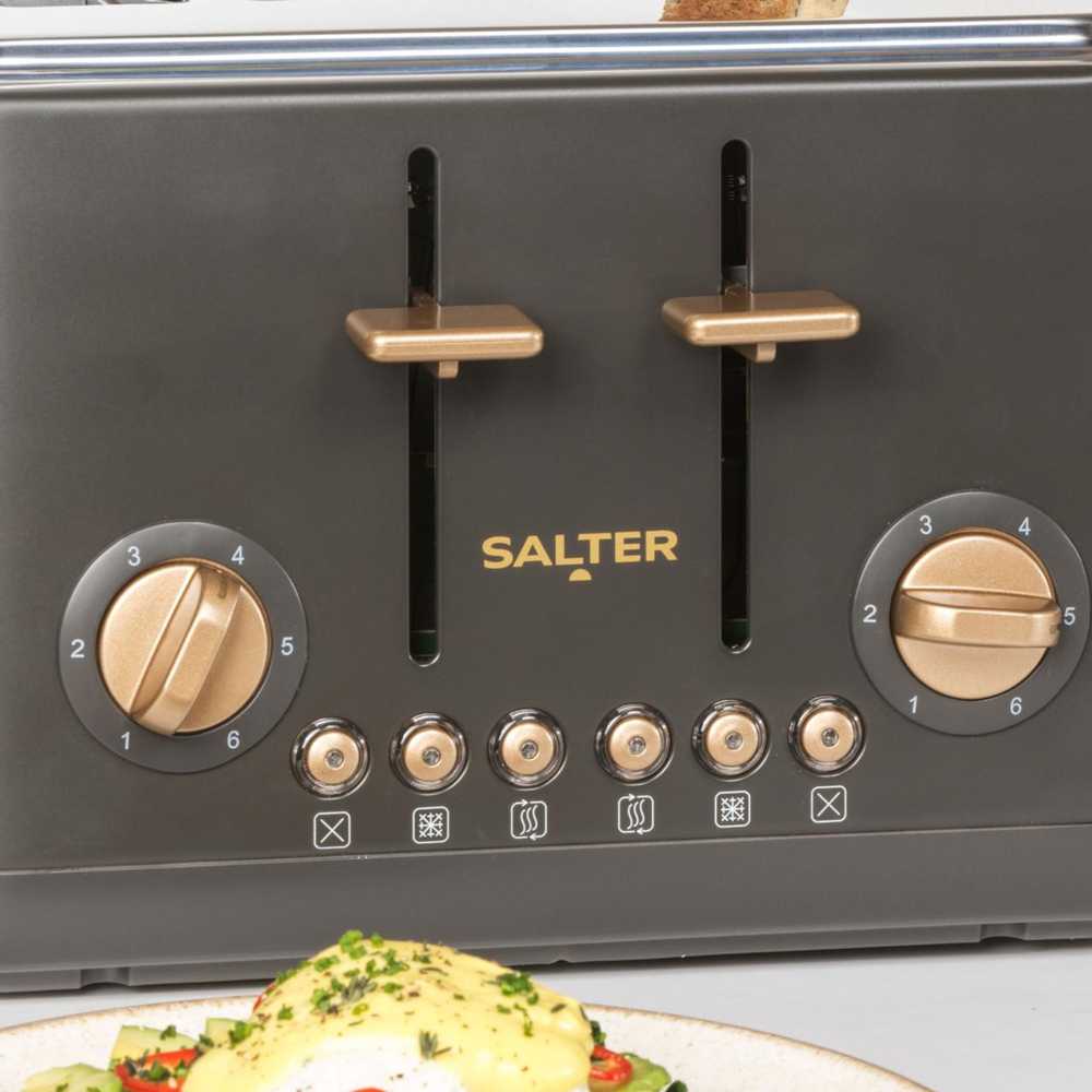 Skrudintuvas Salter 4 Kromki Salter PEBBLE Juodas Węgiel 1630W Rozmrażanie Tacka Okruchy