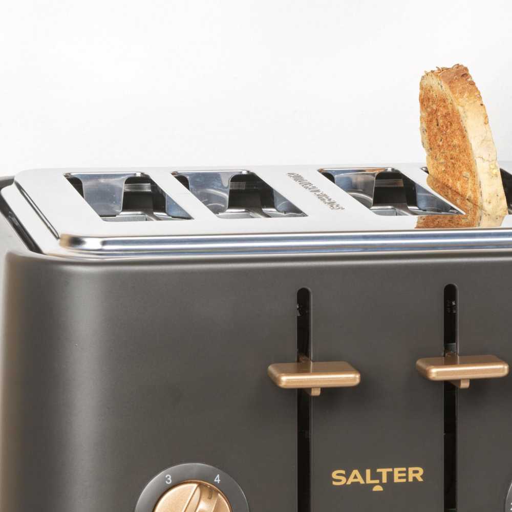 Skrudintuvas Salter 4 Kromki Salter PEBBLE Juodas Węgiel 1630W Rozmrażanie Tacka Okruchy