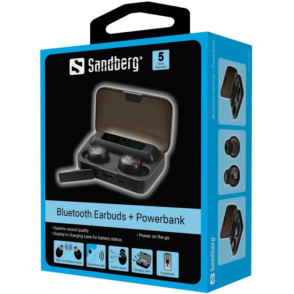Ausinės Sandberg Belaidės Earbuds + Powerbank