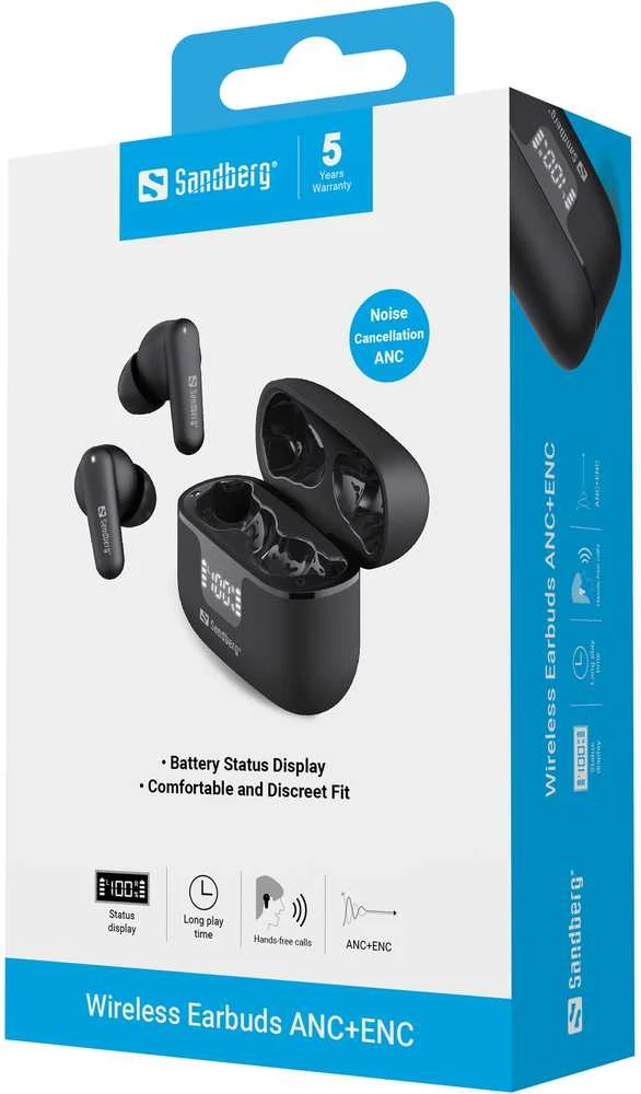 Ausinės Sandberg Belaidės Earbuds ANC+ENC