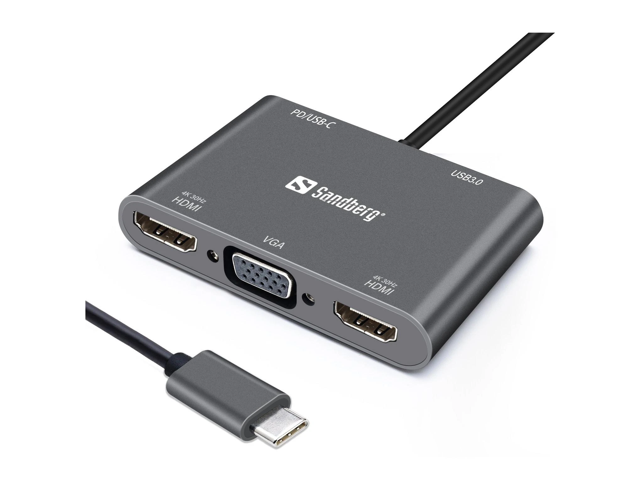 Sandberg USB-C adapteris su HDMI, VGA ir USB prievadais