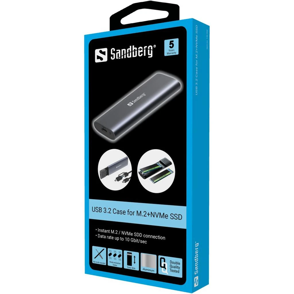 Sandberg USB 3.2 dėklas, skirtas M.2+NVMe SSD