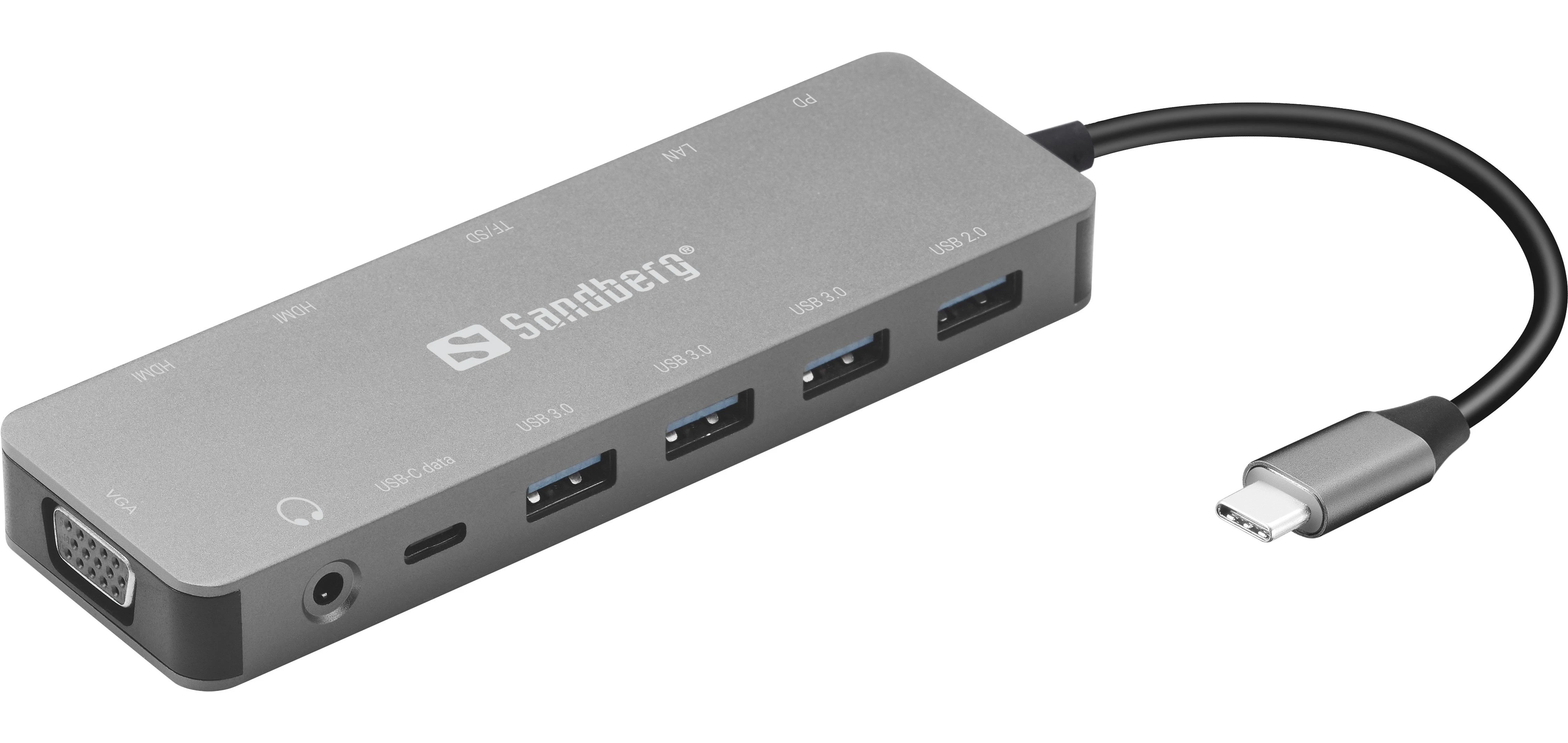 Sandberg USB-C 13-in-1 dokas su jungčių prievadais