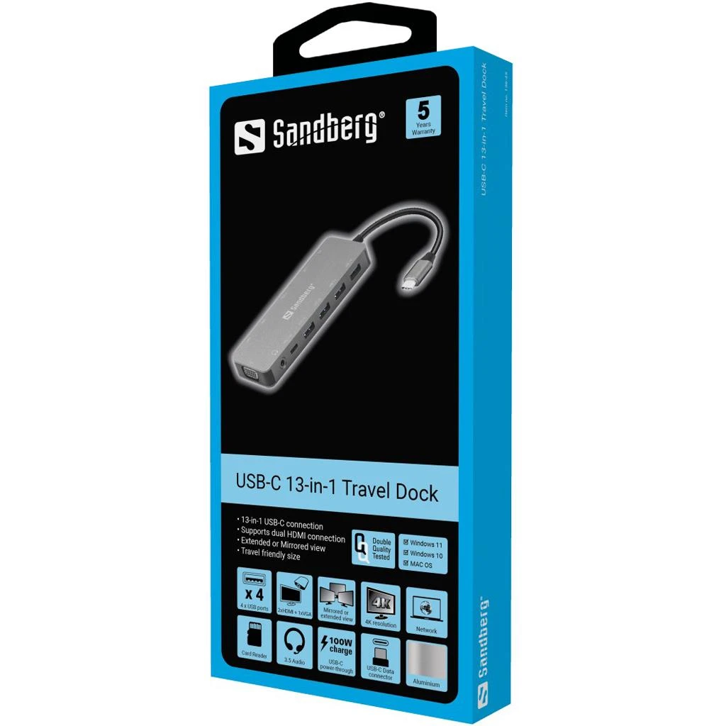 Sandberg USB-C 13-in-1 kelioninis dokas