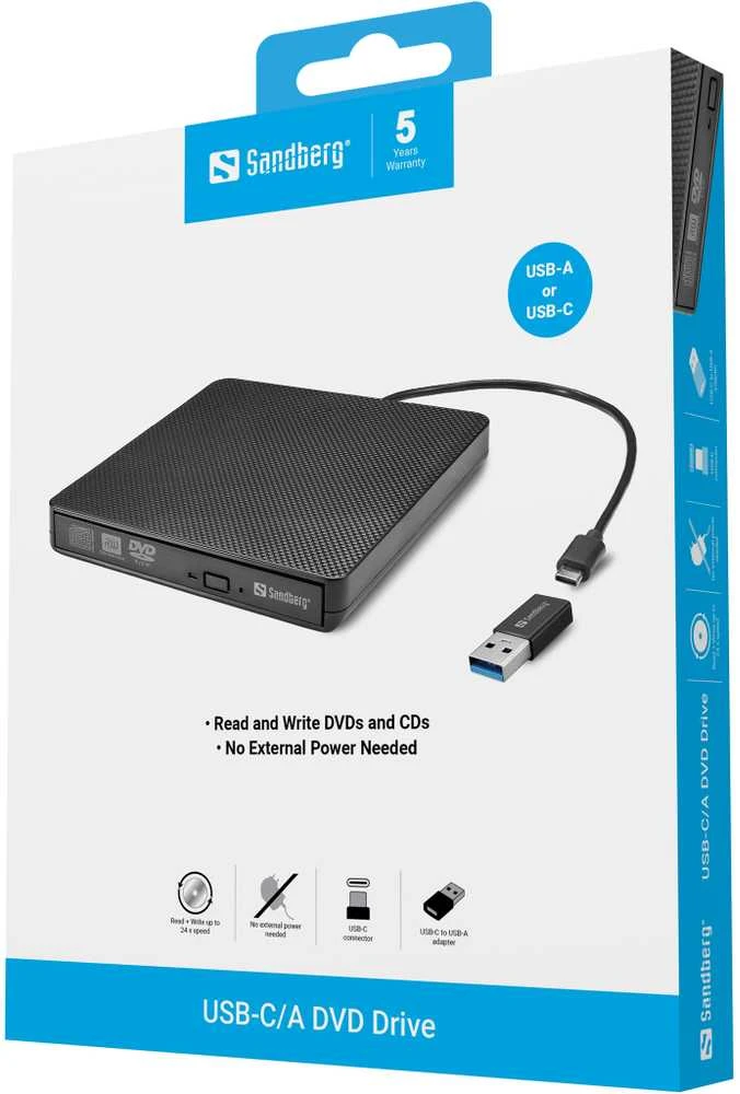 Sandberg USB-C/A DVD Drive