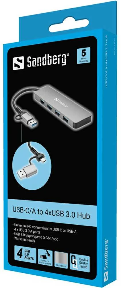 Sandberg USB-C/A iki 4xUSB 3.0 Hub