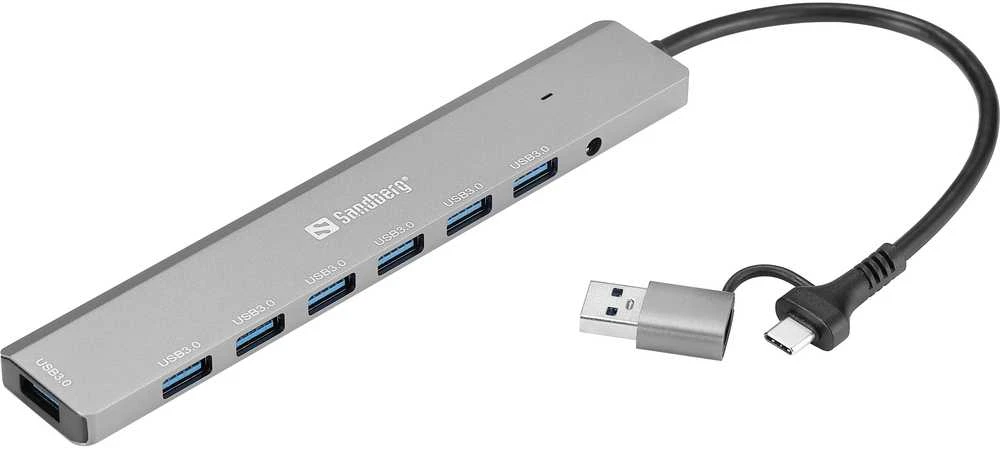 Sandberg USB šakotuvas su 7 prievadais ir dviguba jungtimi