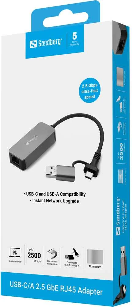 Sandberg 2.5 GbE adapteris pakuotėje