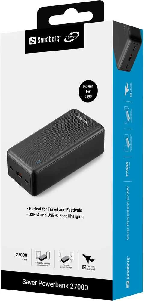 Powerbank Sandberg Saver 27000 mAh Juodas (320-43)