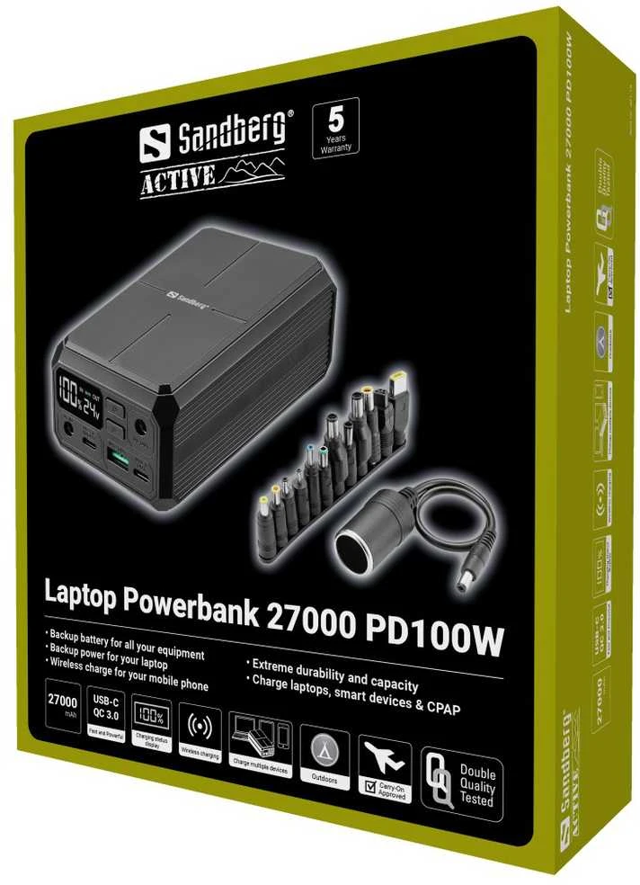 Sandberg Nešiojamas kompiuteris Powerbank 27000 PD100W