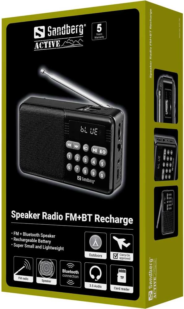 Sandberg Speaker FM radijas+BT Recharge