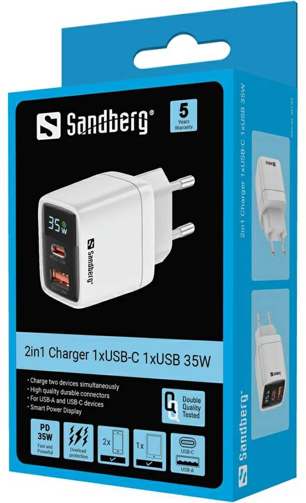 Sandberg 2in1 Charger 1xUSB-C 1xUSB 35W