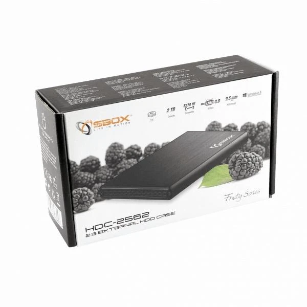 Sbox HDC-2562B 2.5 Išorinis kietasis diskas HDD Case Blackberry Juodas