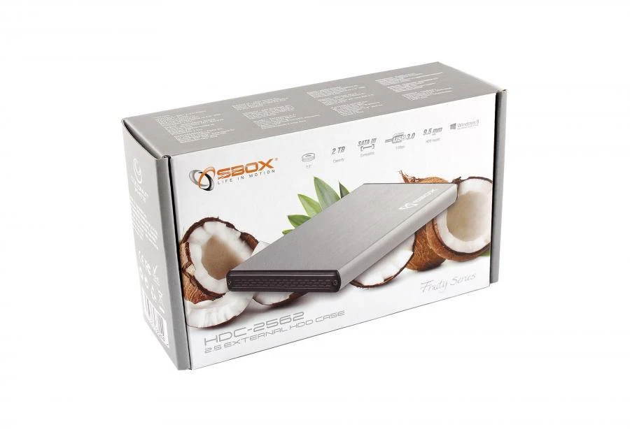 Sbox HDC-2562S išorinis 2.5 HDD dėklas pakuotėje
