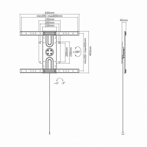 Sbox PLB-1246F fiksuotas plokščio ekrano LED televizoriaus laikiklis 37"-70" 50kg