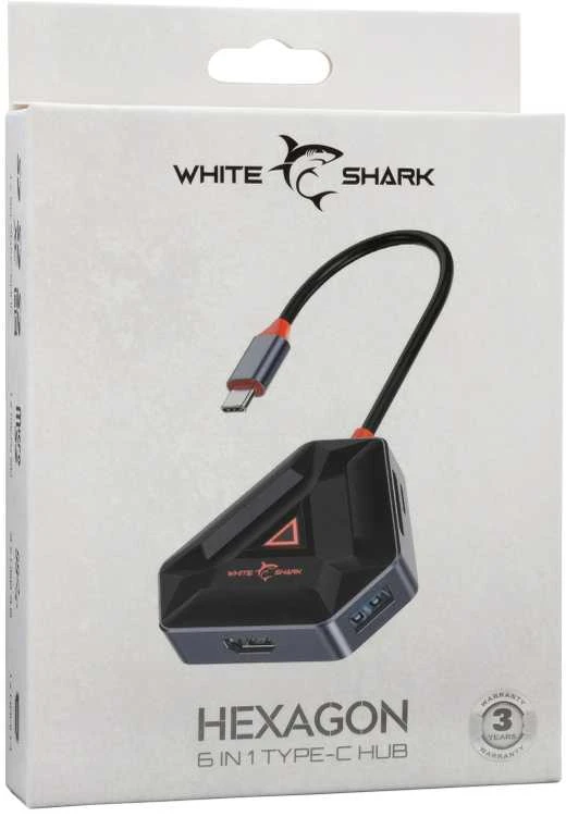White shark „Baltas Shark Baltas Shark Hexagon 6 IN 1 Type-C“ šakotuvas