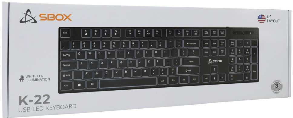 Sbox K-22 Klaviatūra US Juodas