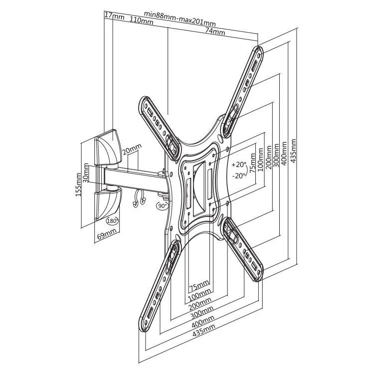 Laikiklis Sbox Full Motion Flat 23"-55