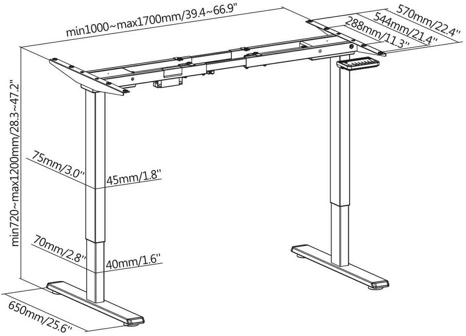 Sbox MD-822 Desk Legs, 2 motors