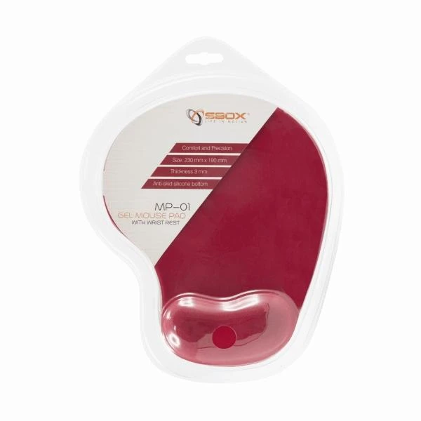 Sbox Technology SBOX Pelės kilimėlis ergonomic 23×19, Raudona (MP-01R)