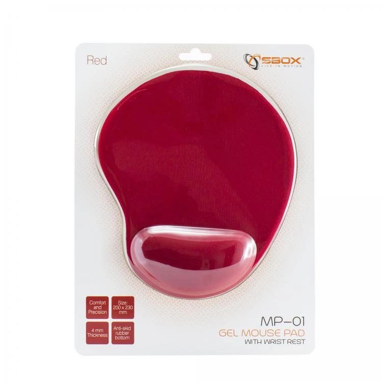 Sbox Technology SBOX Pelės kilimėlis ergonomic 23×19, Raudona (MP-01R)