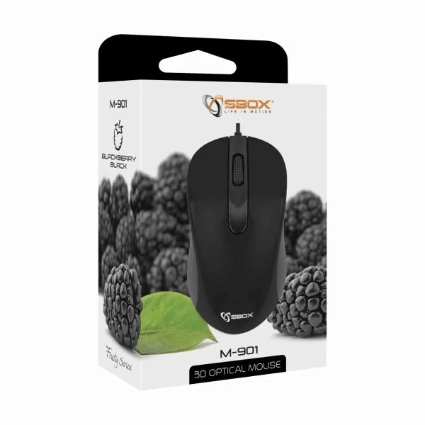 Sbox Technology SBOX optinė pelė 1000dpi, 3D, juodos spalvos (M-901B)
