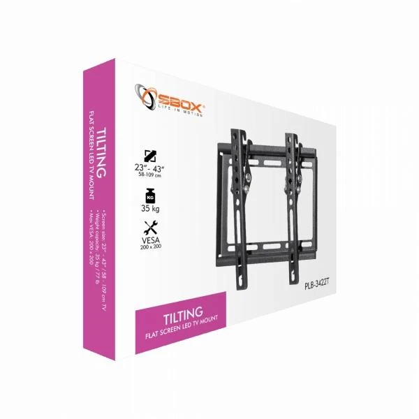 Sbox PLB-3422T pakreipiamas plokščio ekrano LED televizoriaus laikiklis 23"-43" 35kg