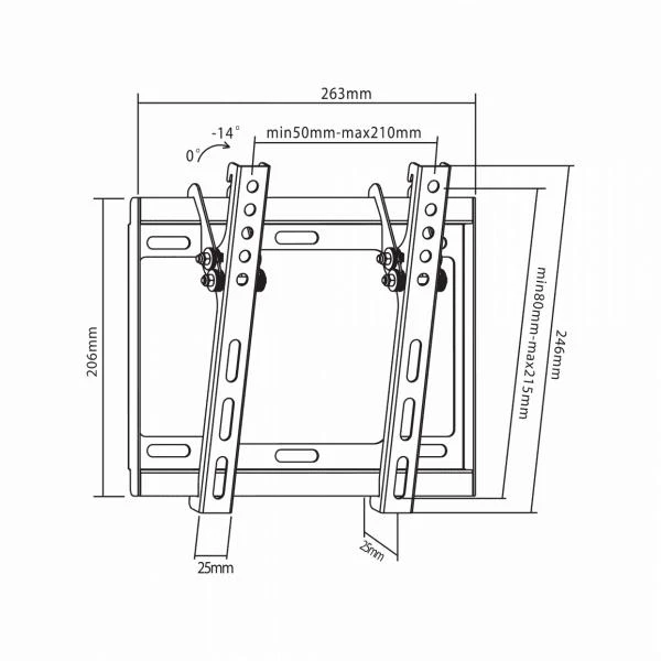 Sbox PLB-3422T pakreipiamas plokščio ekrano LED televizoriaus laikiklis 23"-43" 35kg