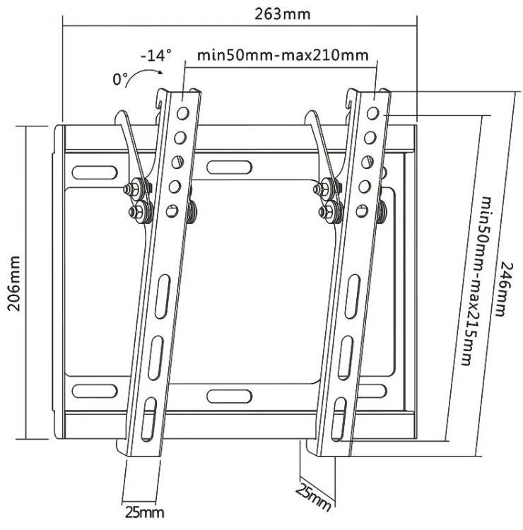 Sbox PLB-3422T pakreipiamas plokščio ekrano LED televizoriaus laikiklis 23"-43" 35kg