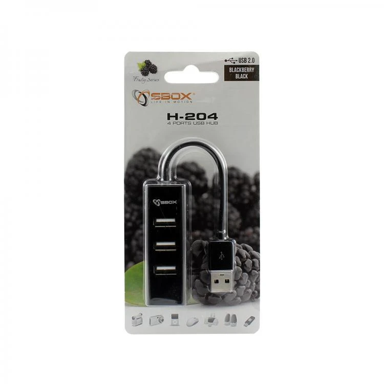 Sbox Technology Sbox H-204 USB 4 Ports HUB Juodas