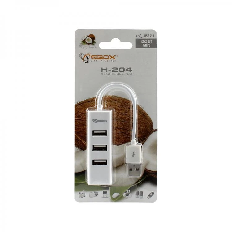 Sbox Technology Sbox H-204W USB šakotuvas, 4 prievadų, Coconut Baltas