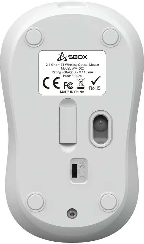 SBOX Belaidė pelė, 4D, 1600 DPI, Rechargeable Baterija, Baltas (WM-602W)
