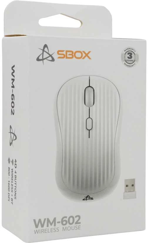 SBOX Belaidė pelė, 4D, 1600 DPI, Rechargeable Baterija, Baltas (WM-602W)