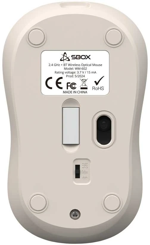 SBOX Belaidė pelė, 4D, 1600 DPI, Rechargeable Baterija, rusvai gelsvas (WM-602BE)