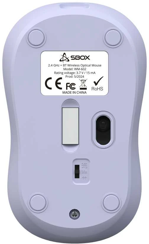 SBOX Belaidė pelė, 4D, 1600 DPI, Rechargeable Baterija, Violetinė (WM-602U)