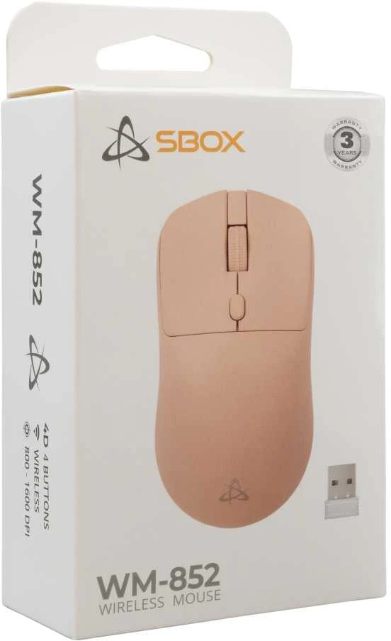 SBOX belaidė optinė pelė 800-1600 DPI, 4D, rožinės spalvos (WM-852P)