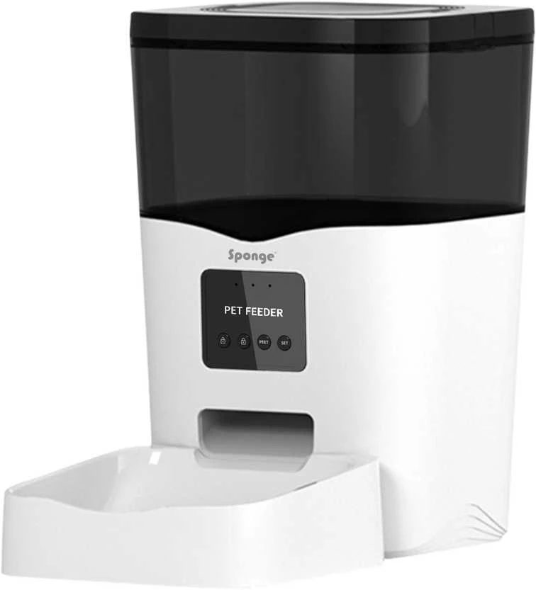 Išmanus maisto dozatorius Sponge Pet Feeder Smart, baltas/juodas