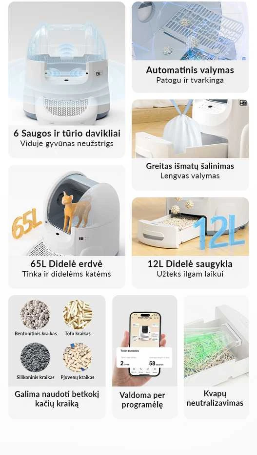 Sponge Self Savaime išsivalanti kačių kraiko dėžutė: kempinės formos naminių gyvūnėlių kraiko dėžutė