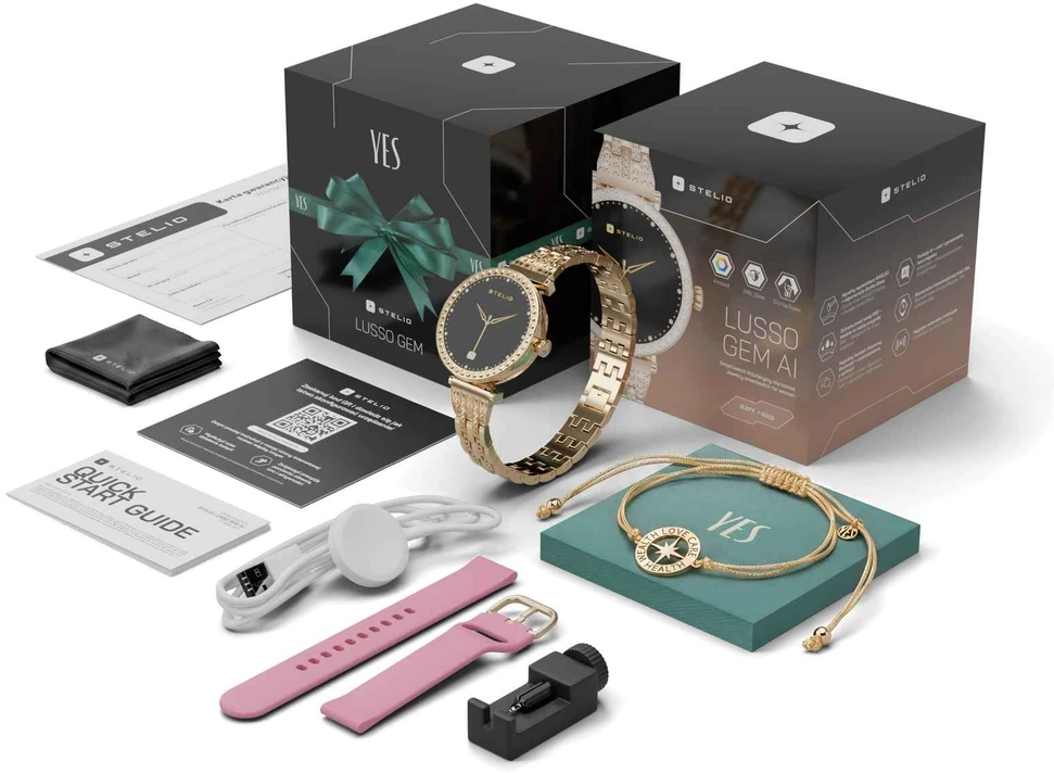 Stelio STSWL102GD LUSSO GEM AI Womens Išmanusis laikrodis + YES Bracelet, Gold